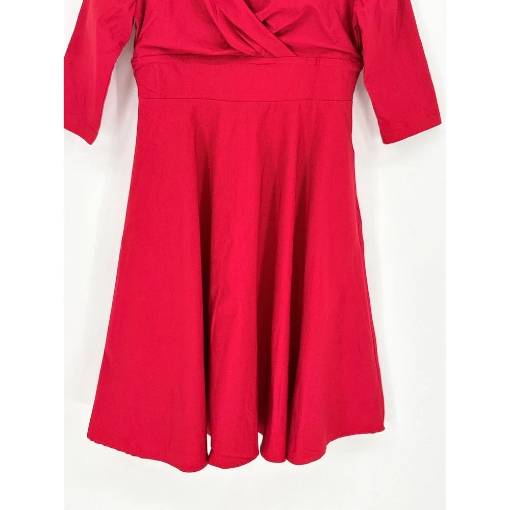 Pinup Couture Monica Dress Womens 2X Red Vintage Inspired‎ Swing Pockets NEW